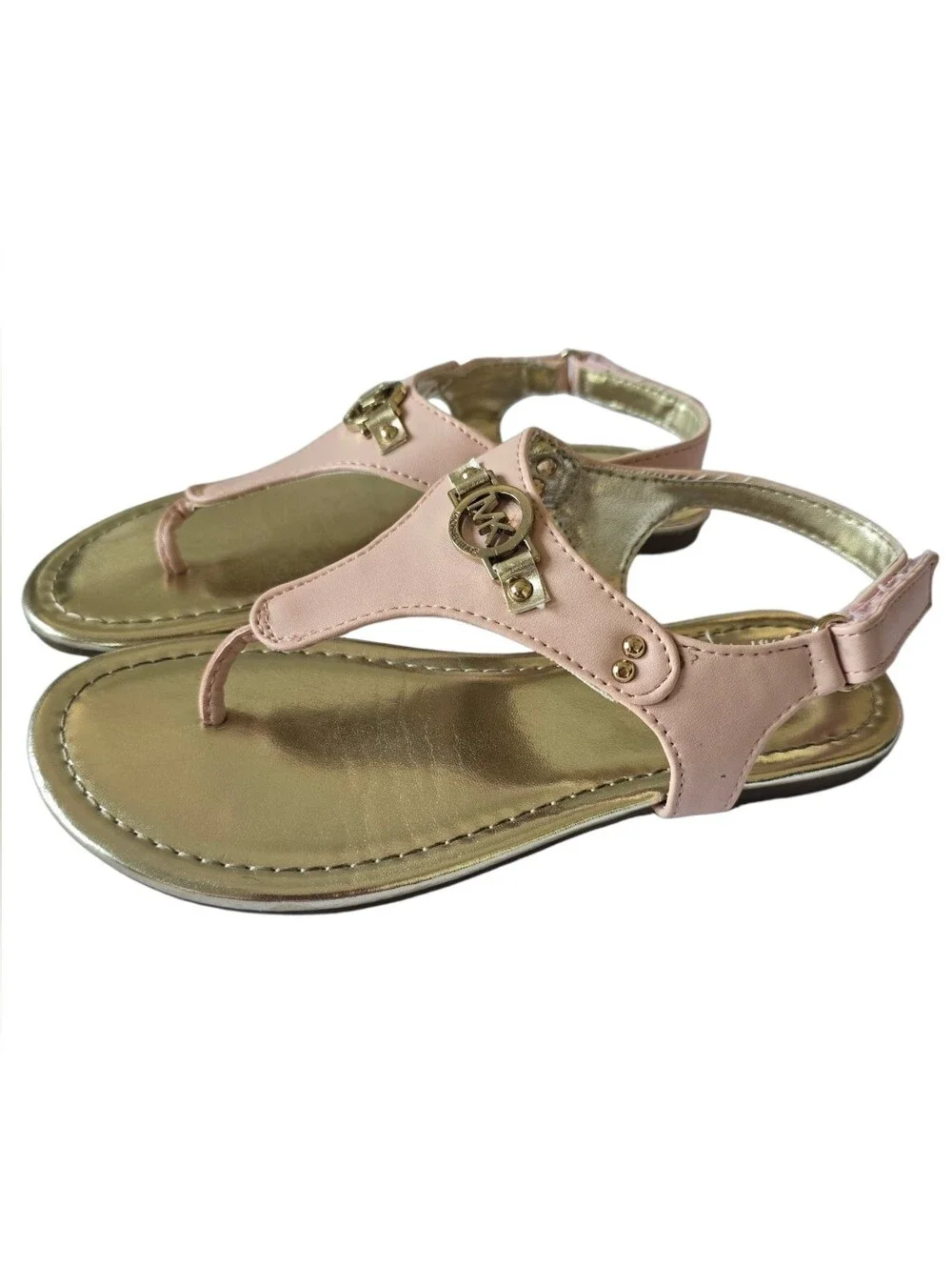 Michael Kors Girls' Pink Sandals with Gold Trim